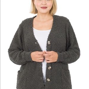 Grey Fuzzy Cardigan